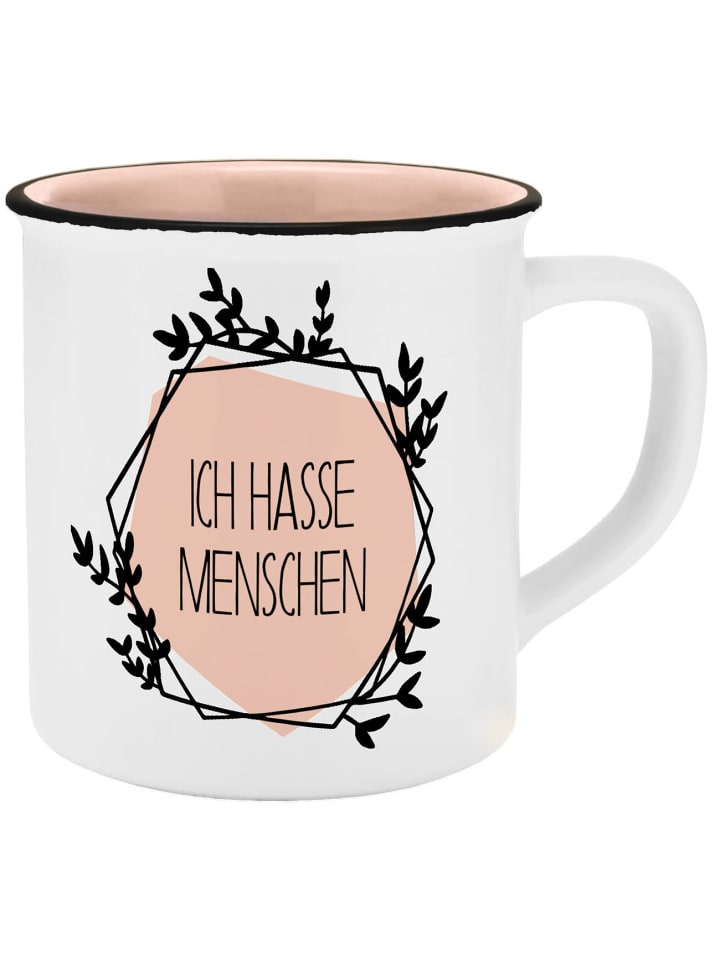 Geda Labels Tasse Ich hasse Menschen Emaille-Optik in Rosa - 400 ml günstig kaufen onesize