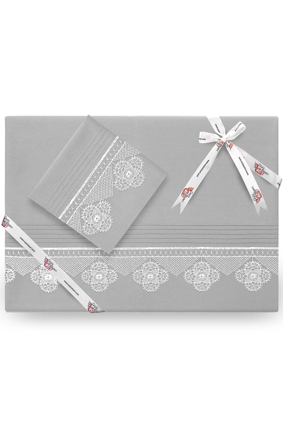 Çeyiz Diyarı  Işıltı Nadelbesticktes Bettbezug-Set Grau