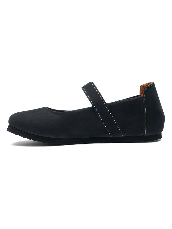 Comfortfusse Leder-Spangenballerinas in Schwarz günstig kaufen