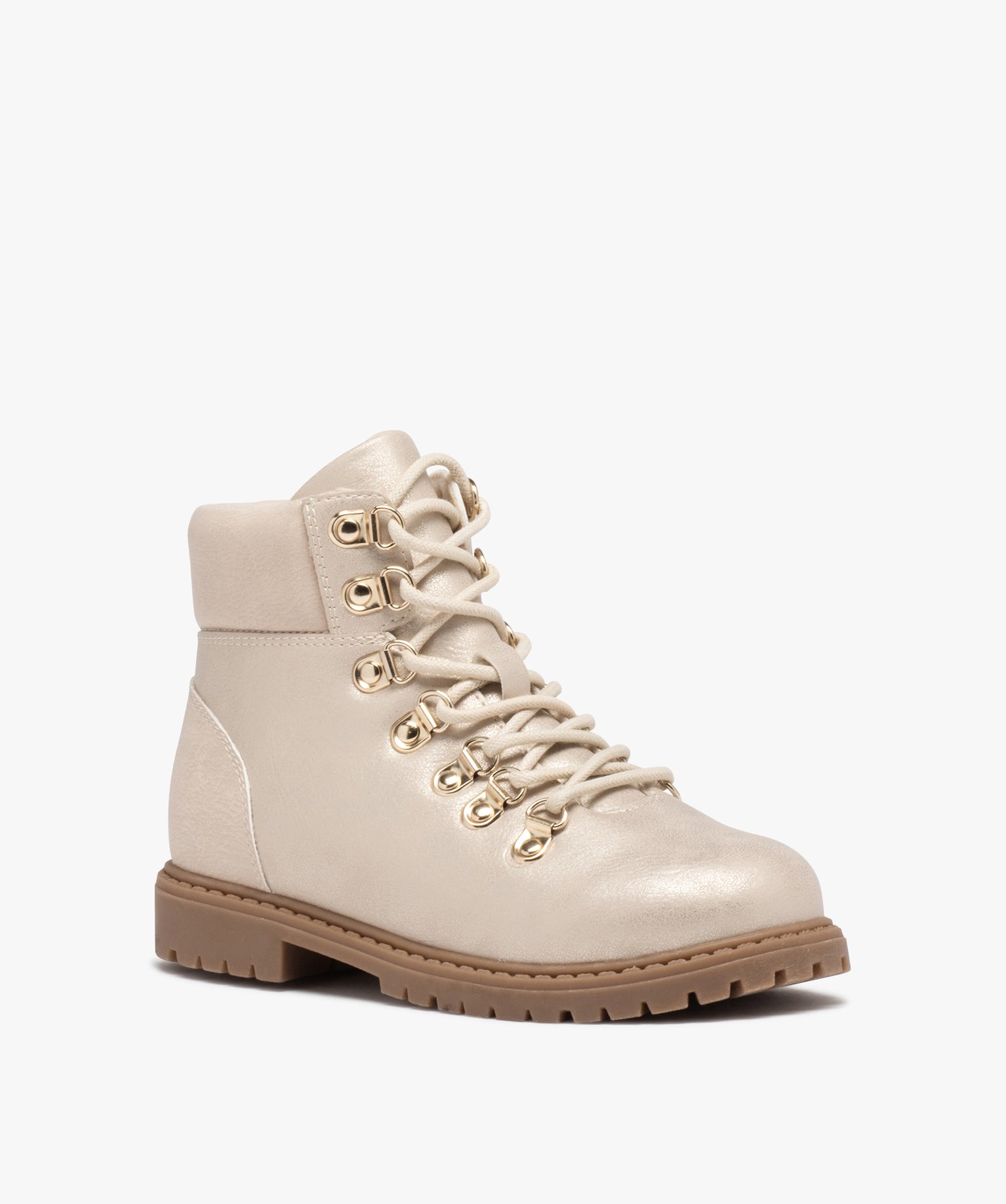 Boots irisés avec lacets montagne fille or | GEMO