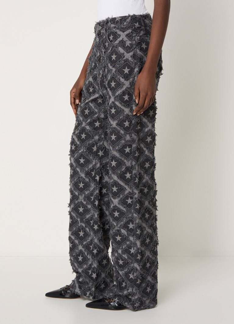 Refined Department Hannah high waist loose fit jeans with print and texture