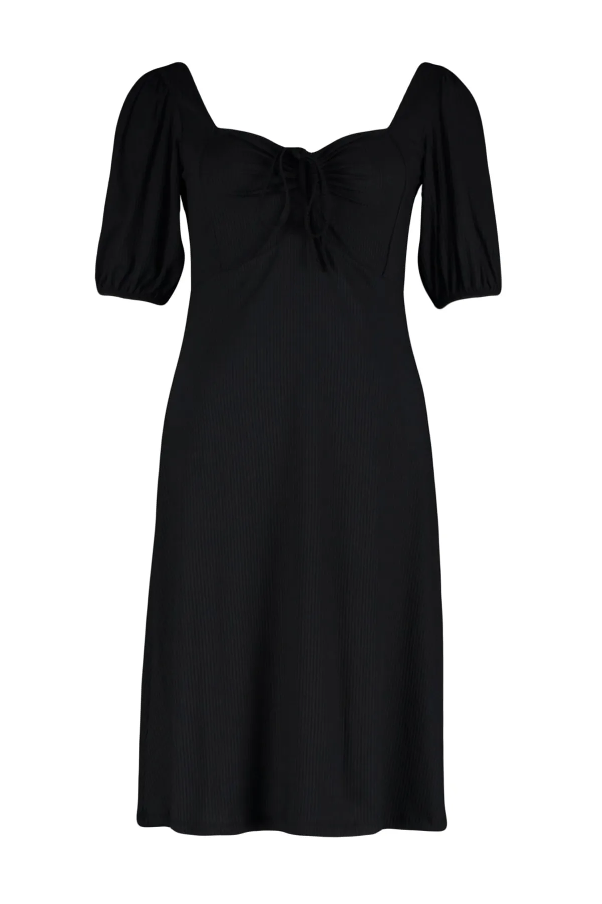Trendyol Curve  Schwarzes Strickkleid mit Herzkragen TBBSS23AH00118