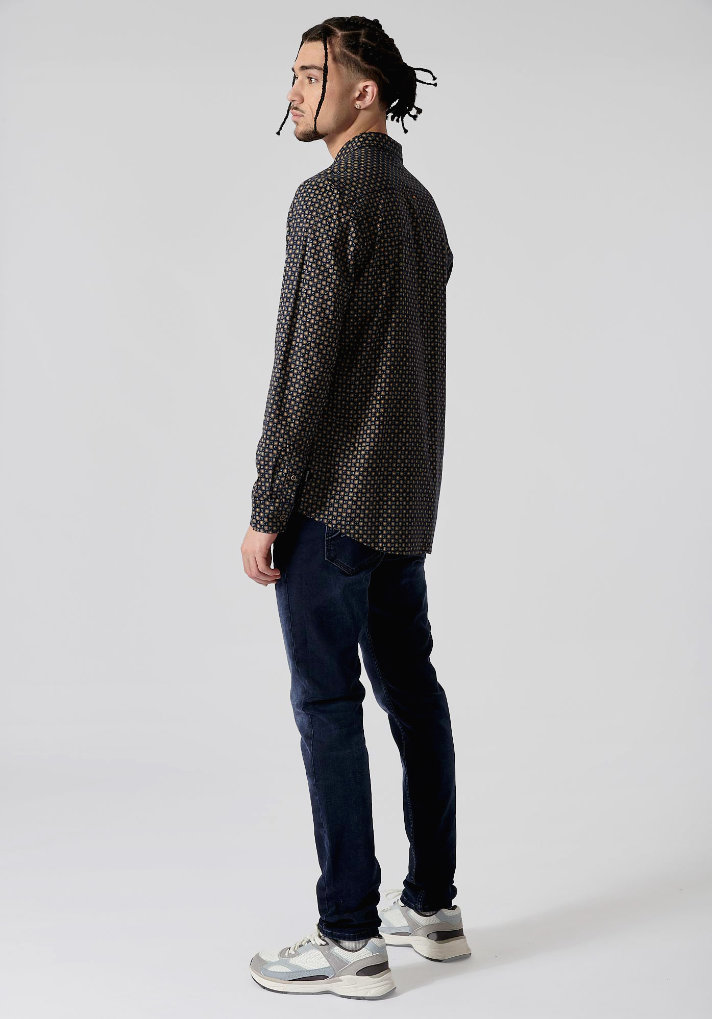 RAVI   Chemise bleue fleurie homme 100% coton
