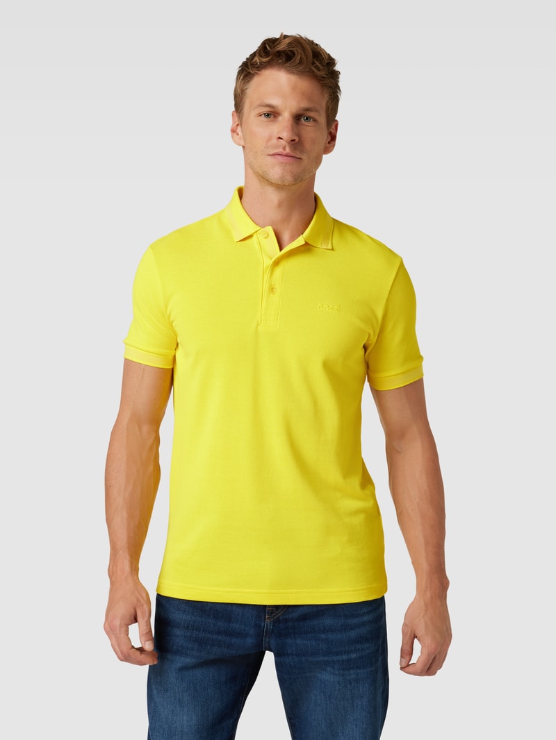 Poloshirt mit Label-Stitching Modell 'PADDY' in gelb