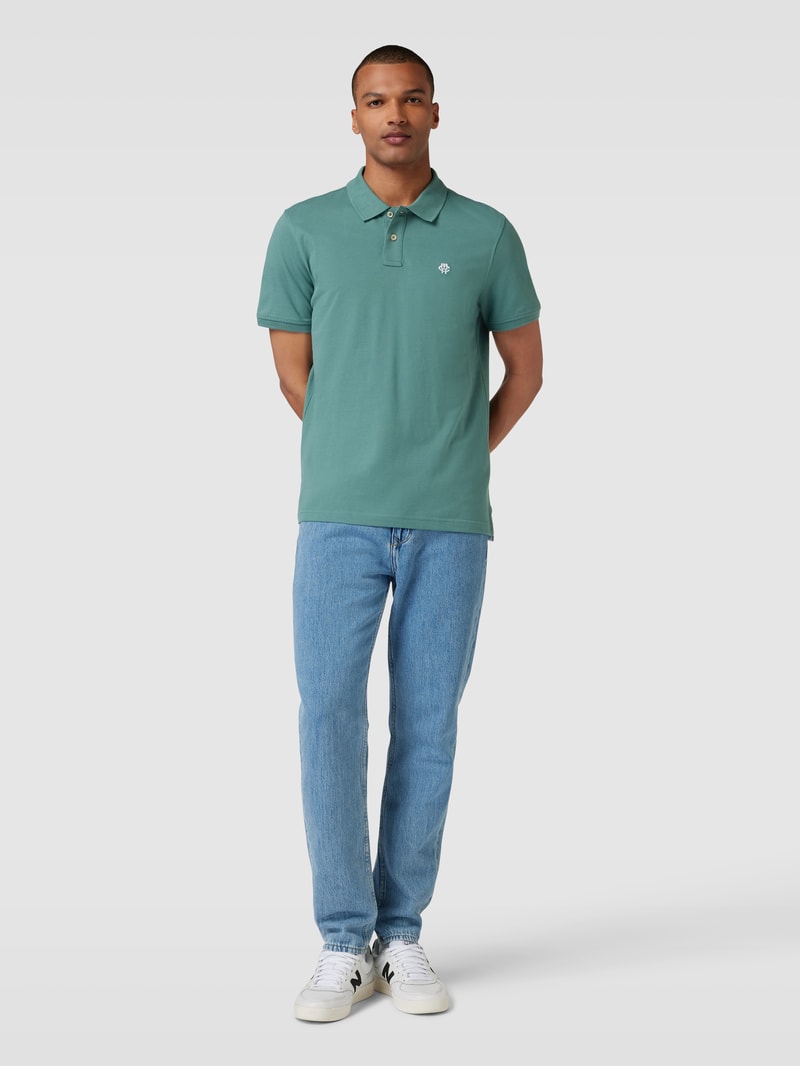 Poloshirt mit Label-Stitching in neon blau