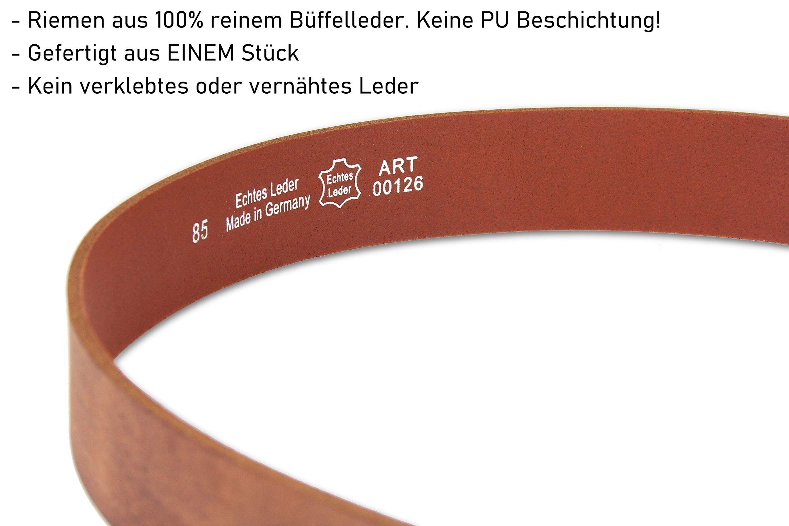 Frentree Ledergürtel aus 100% Echtleder, MADE IN GERMANY 3,8 cm breiter Gürtel aus Leder, kürzbar, Braun