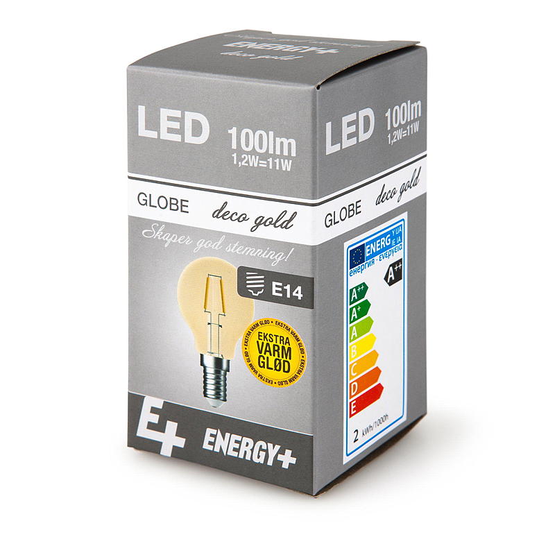 Energy Dekorpære LED 100 lm Gold globe E14 G45