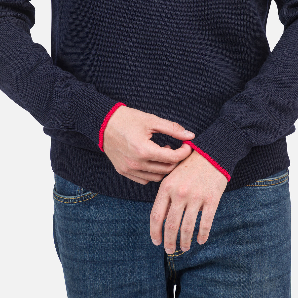 Herrenstrickpullover mit halbem Reißverschluss