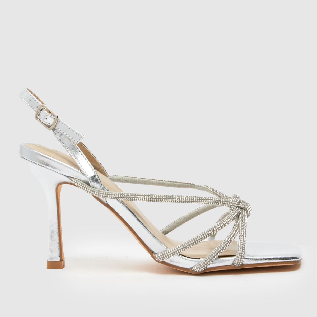 Schuh Sana – Silverfärgade högklackade skor med utsmyckning