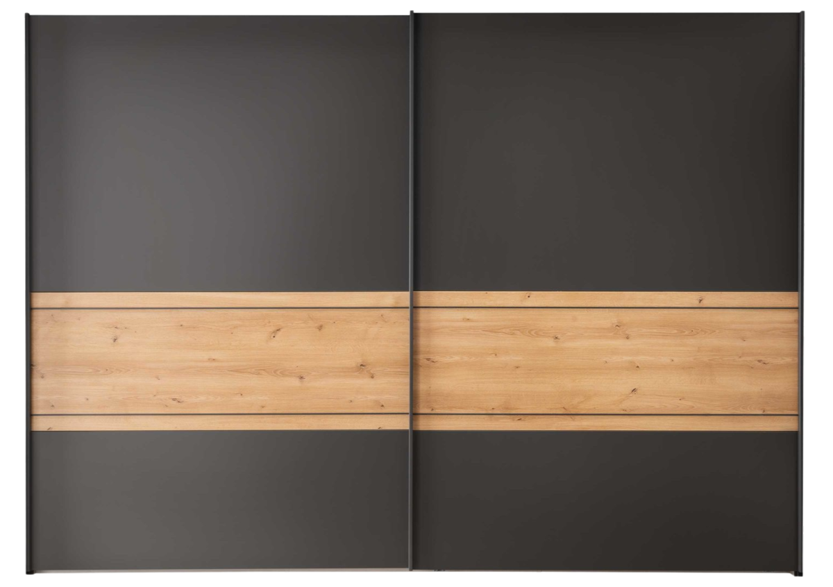 Schwebetürenschrank Alabama Graphit Eiche
