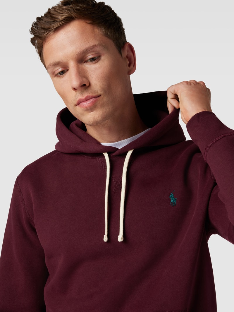Hoodie mit Label-Stitching in bordeaux rot