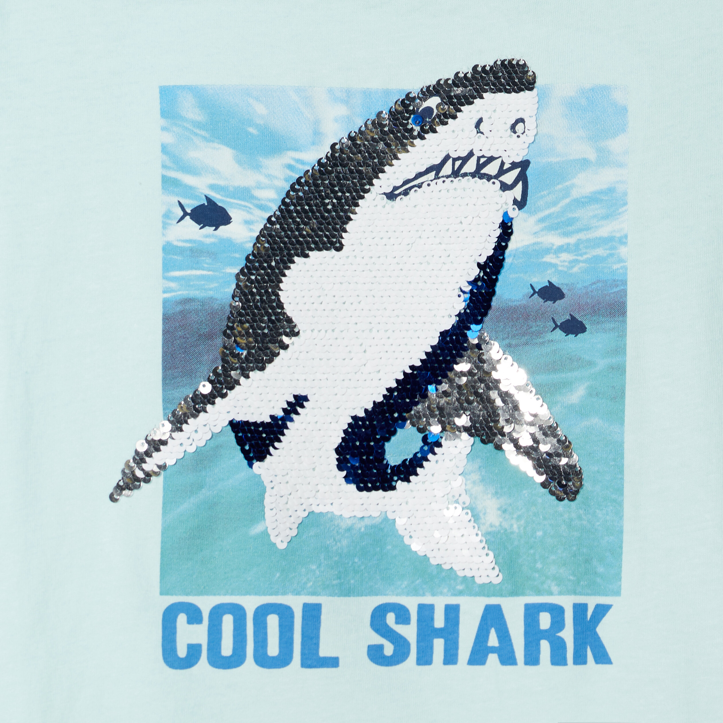 T-shirt manches courtes sequins bleu clair garçon | La Halle