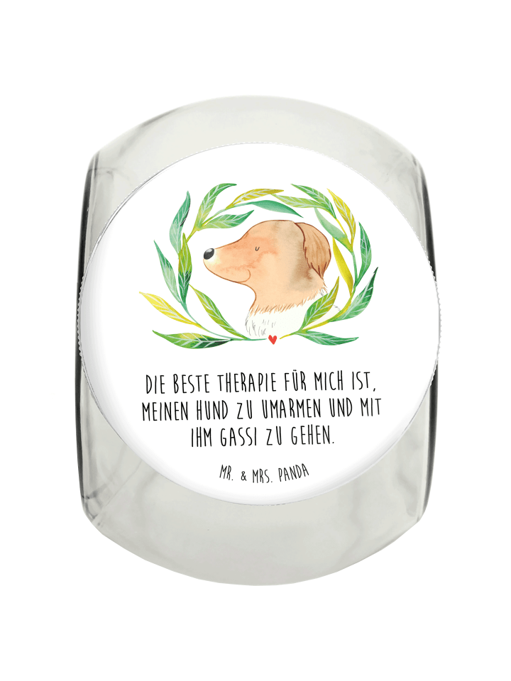 Mr. & Mrs. Panda Leckerli Glas Hund Blumen mit Spruch in Weiß günstig kaufen