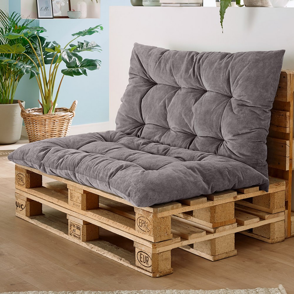 Bella Casa Chillkissen 2er Pack, ca. 70 x 120 cm, Betongrau