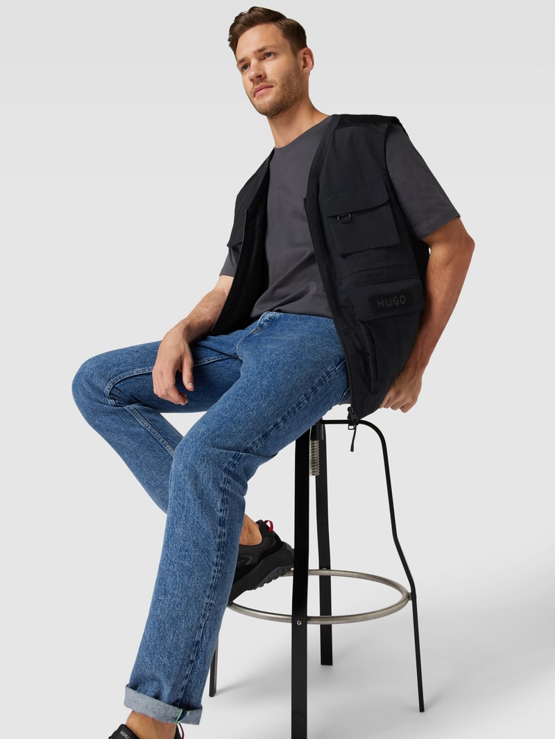 Weste mit Label-Patch Modell 'Bael' in schwarz