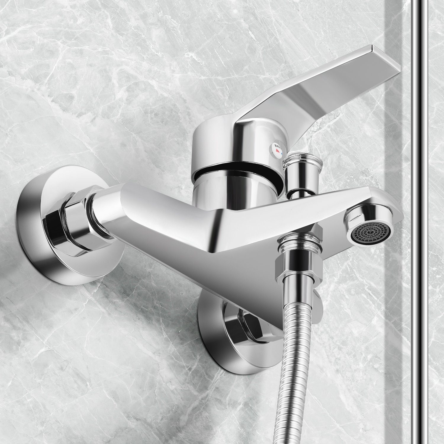 iscooter Wannenarmatur Badewannenarmatur, Wannenarmatur, Aufputz Badarmatur für 2 Funktionen automatische Umstellung für Badewanne und Dusche, Chrom