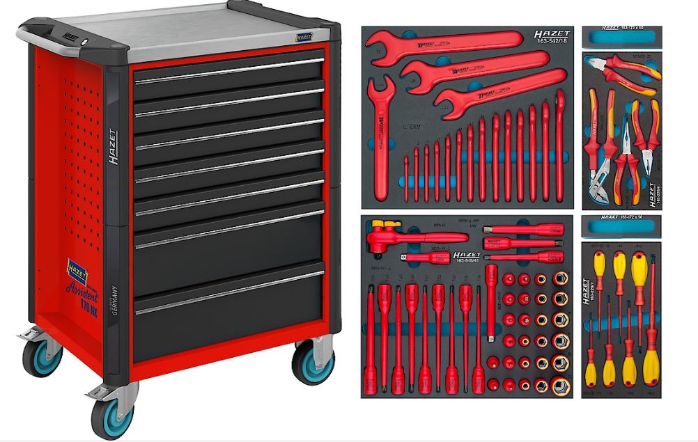 Chariot à outils rempli Hazet 179NX-7/70KV VDE 70 pièces