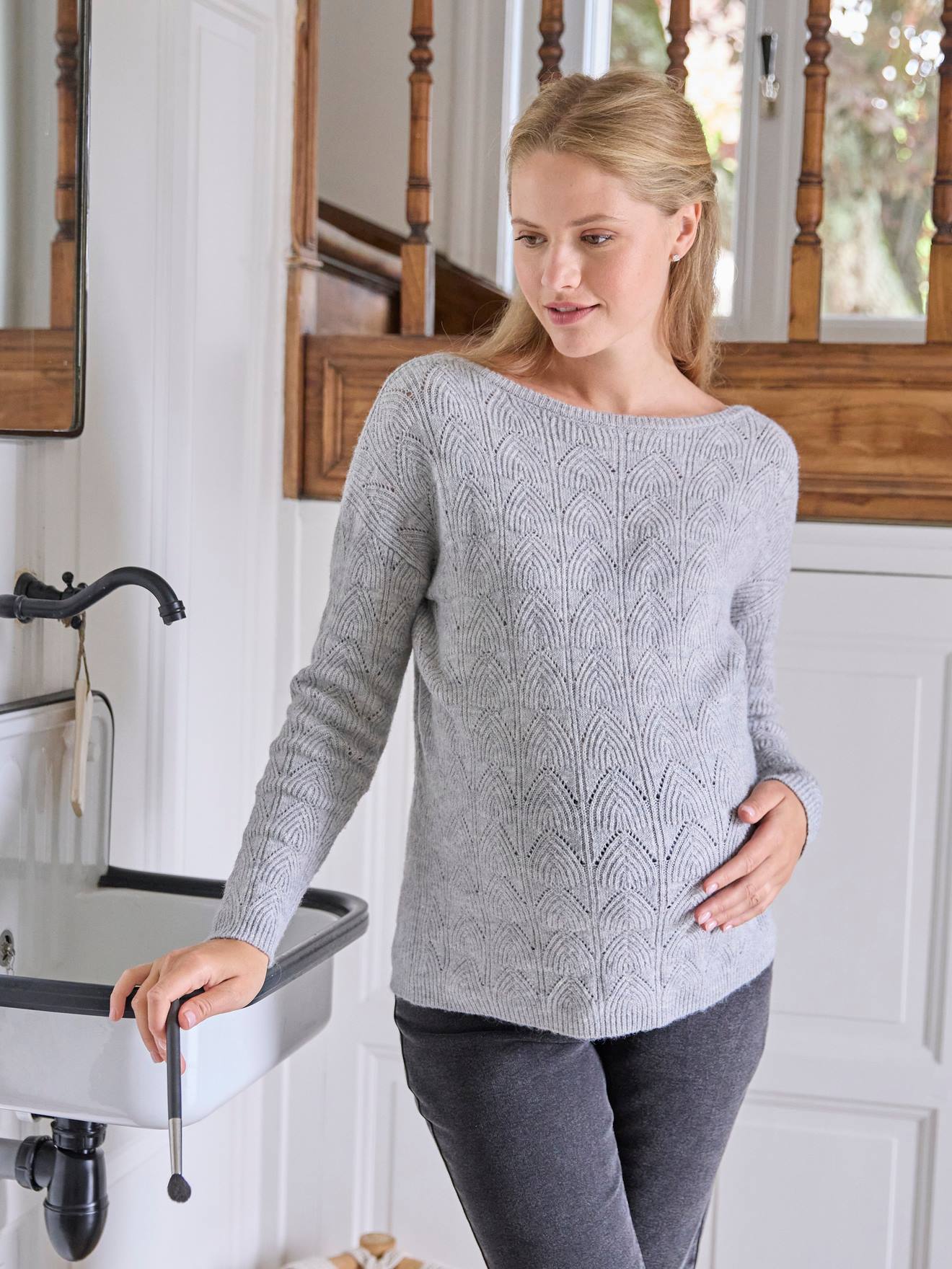 Pull réversible devant/dos grossesse et allaitement bleu lavance