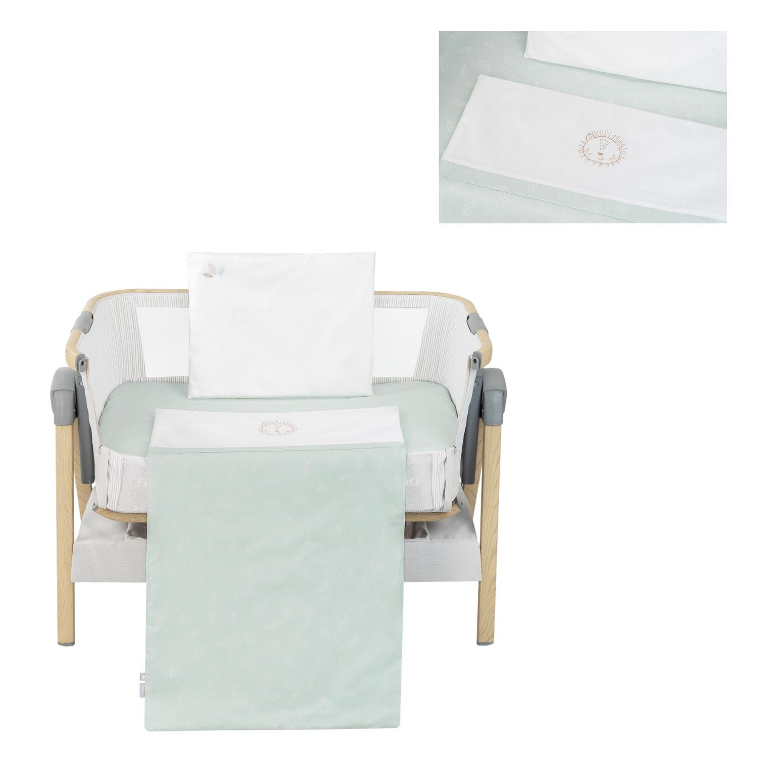 Babybettwäsche Babywiege Bettwäsche-Set 5-tlg, Kikkaboo, Baumwolle, 5 teilig, Decke 85 x 55, Kissen 45 x 35, Laken