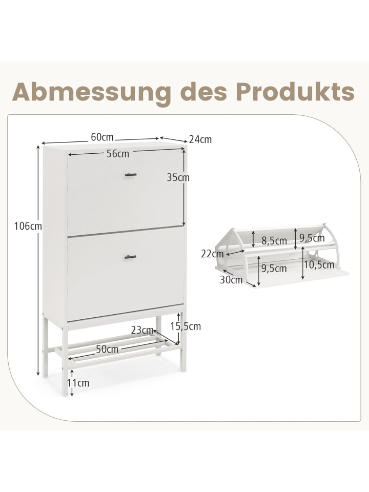 COSTWAY Schuhschrank für 15 Paar Schuhe 106cm in Weiß günstig kaufen onesize