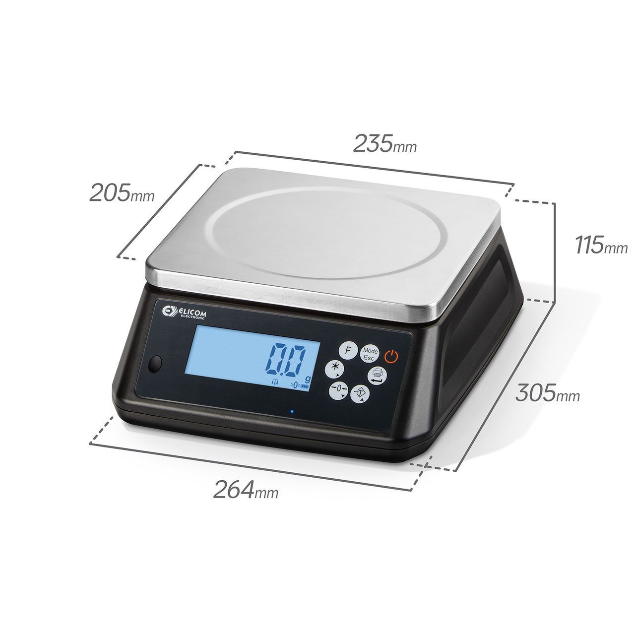 Elicom Feinwaage Geeichte Tischwaage Imkerwaage 1,5/3kg Ablesbarkeit 0.5/1g Honigwaage, Edelstahl Plattform