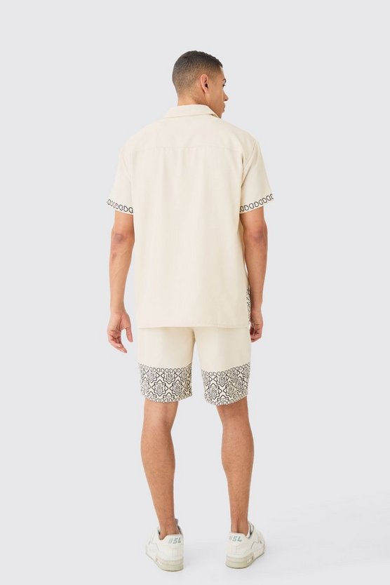 Oversize Twill-Hemd mit Print und Shorts
