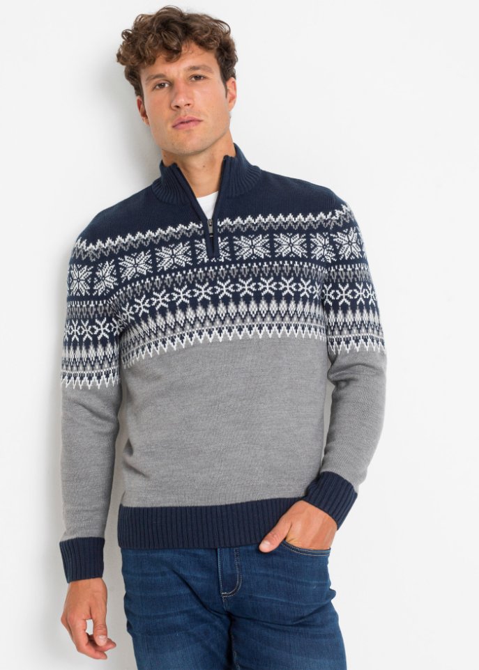 Norweger-Pullover mit Troyerkragen