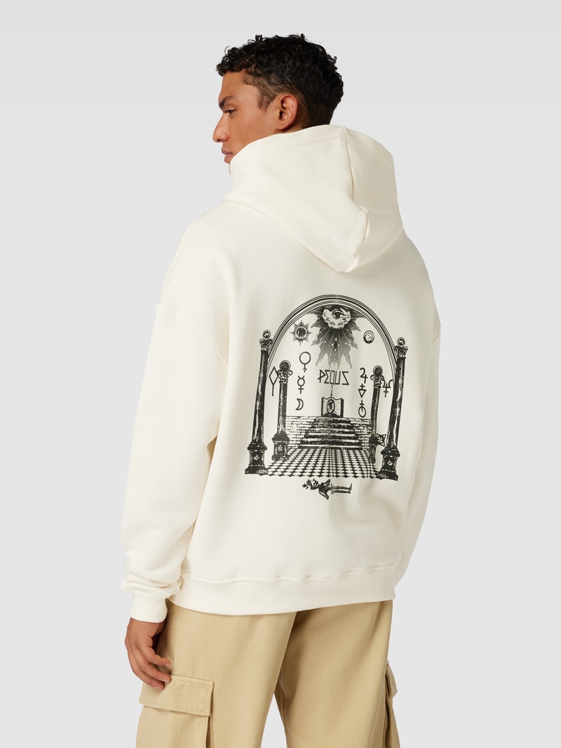 Sweatjacke mit Label-Print in offwhite
