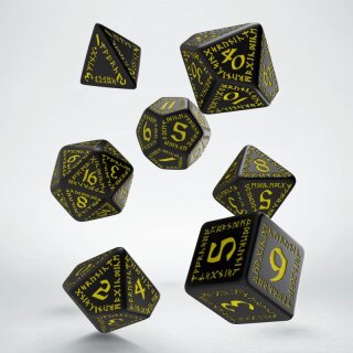 Runic Black & Yellow Dice Set (7)