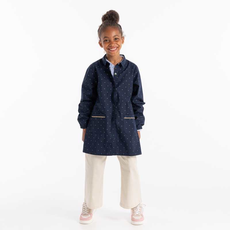 Tablier d'école imprimé bleu fille