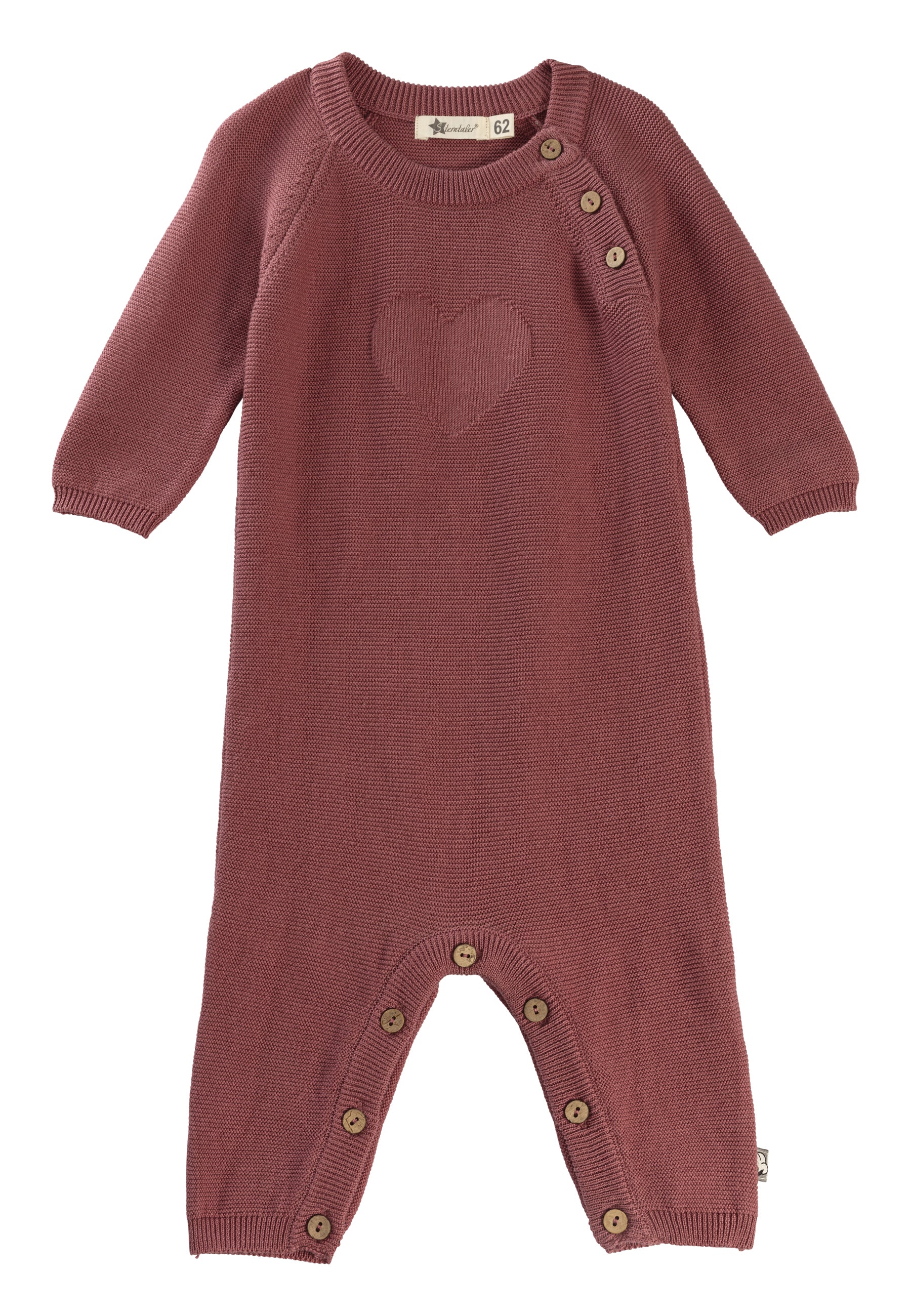 GOTS Strick-Einteiler in Rosa mit Motiv Herz