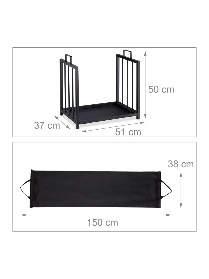 relaxdays Kaminholzständer in Schwarz günstig kaufen onesize