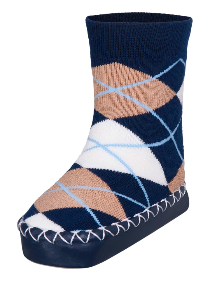 Playshoes Hüttenschuh Karo in Marine günstig kaufen