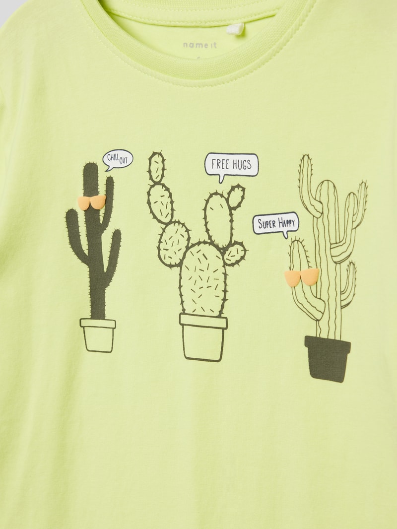 T-Shirt mit Motiv-Print in hellgelb