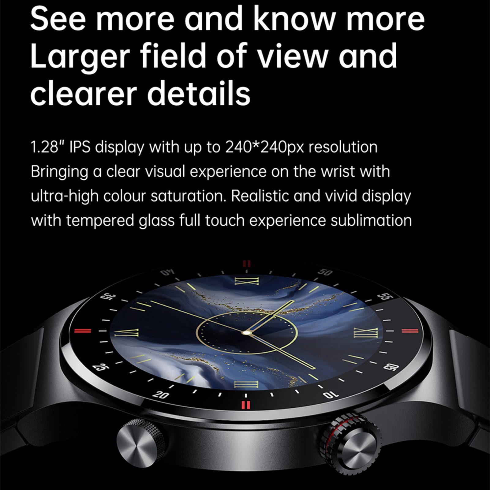 farfi Smart Watch, Gesundheitsüberwachung, IP67 wasserdicht, Business Watch Smartwatch (1.28 Zoll)
