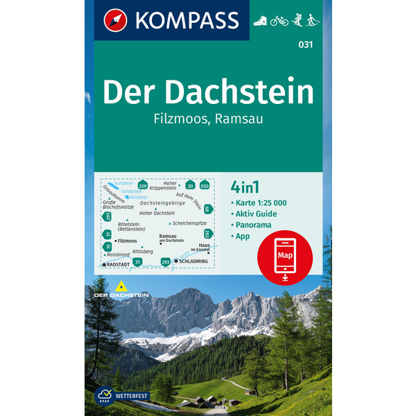 KOMPASS WANDERKARTE 031 DER DACHSTEIN, RAMSAU, FILZMOOS