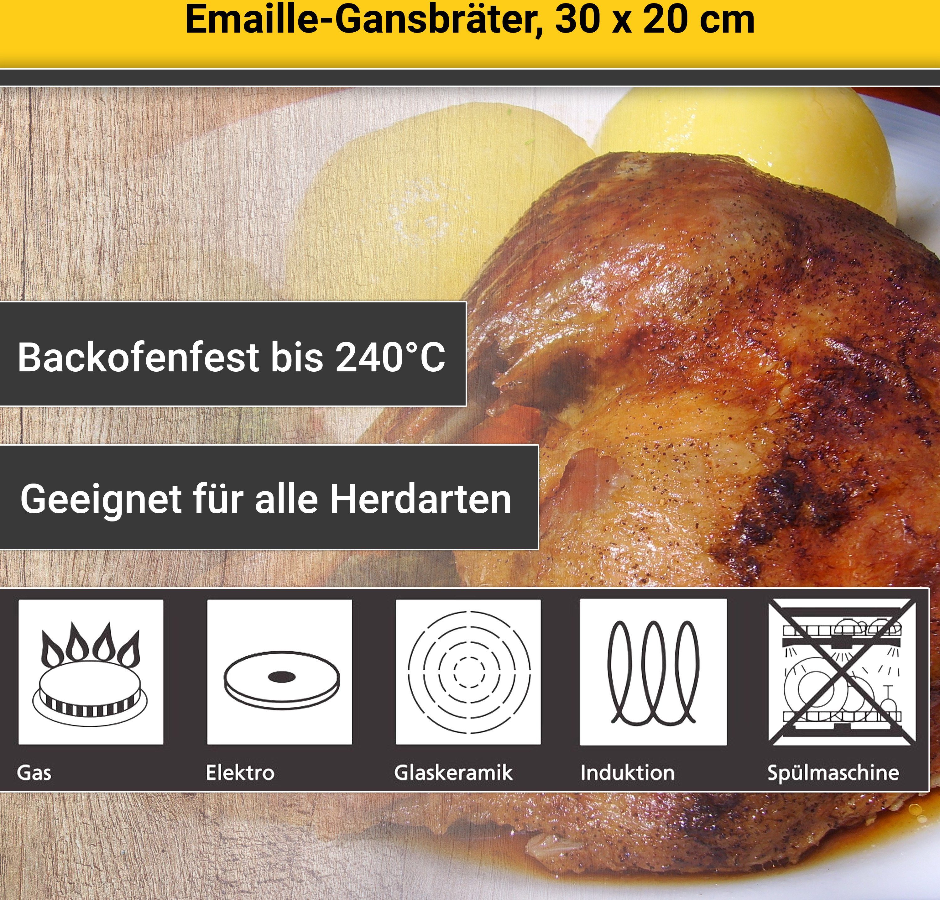 Krüger Bräter, emailliertes Stahlblech, gsprengelt, Tropfdeckel, Induktion