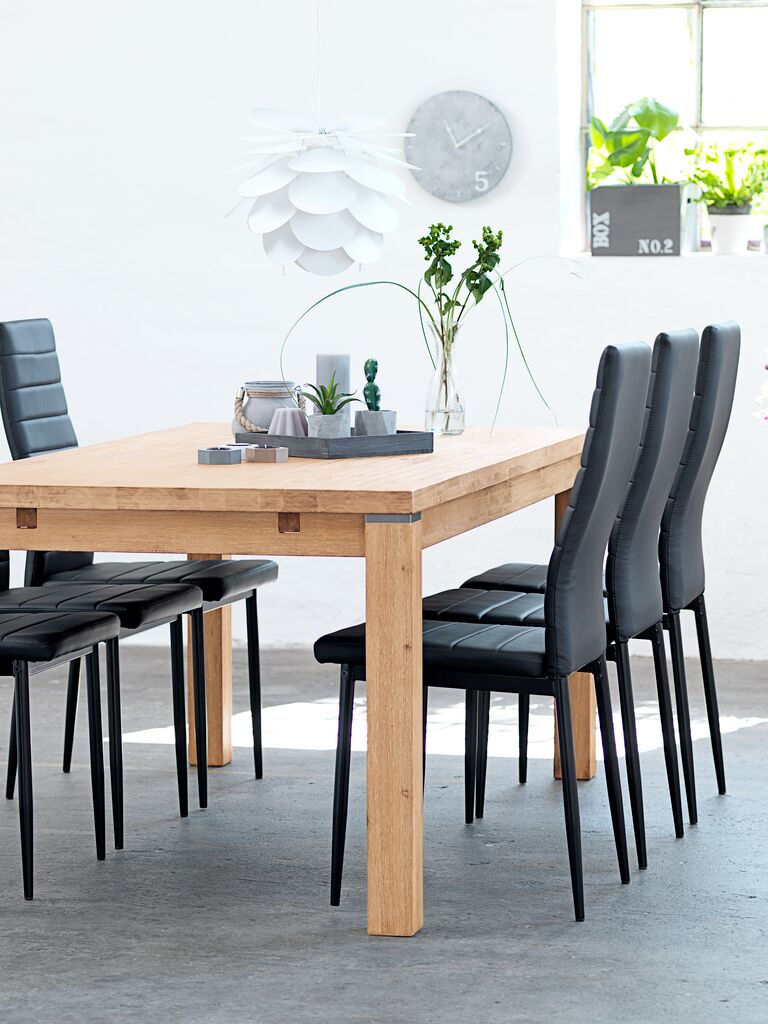 Cadeira de jantar BOREBY em couro ecológico preto/preto