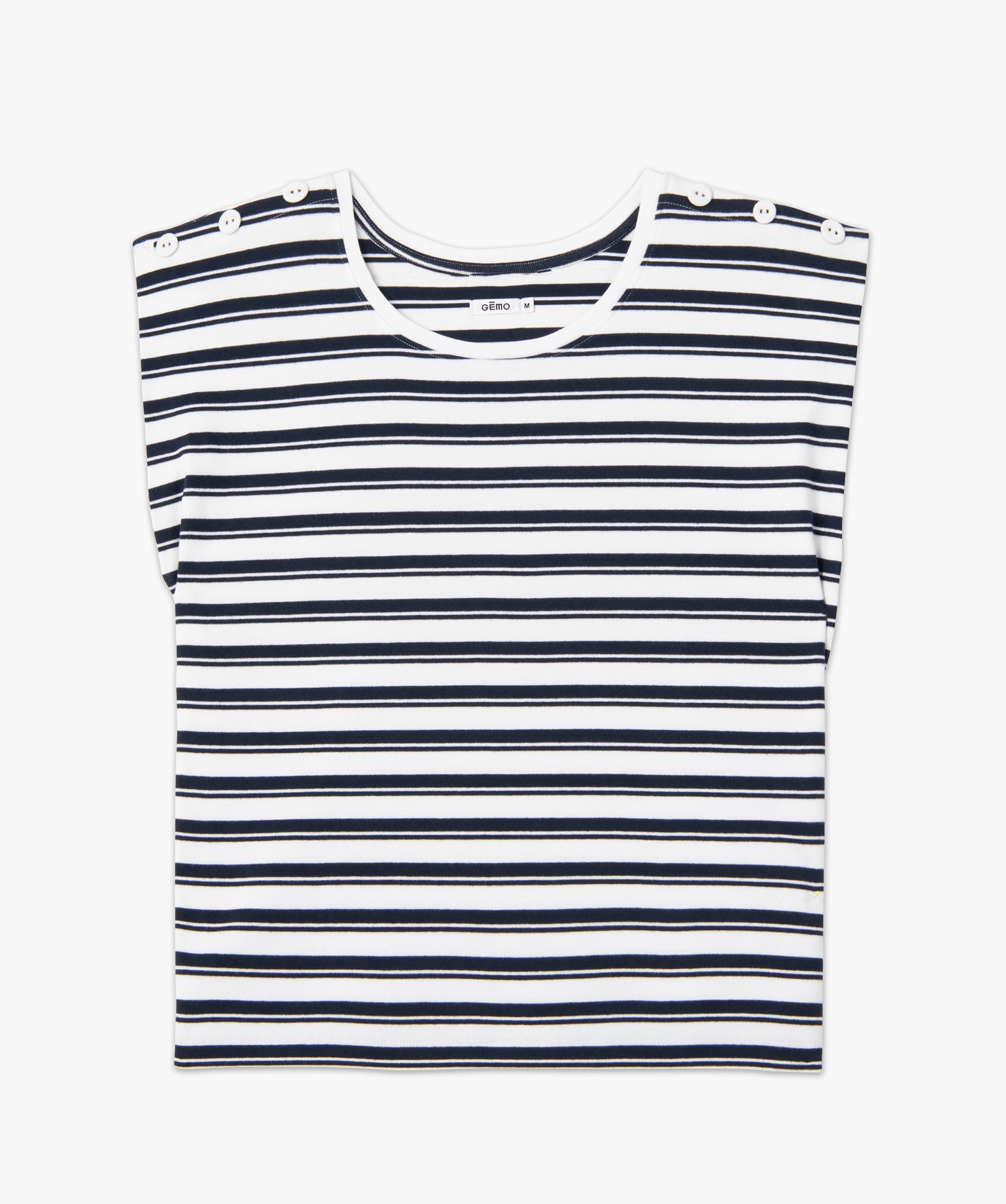 Tee-shirt femme rayé sans manches à épaulettes raye | GEMO
