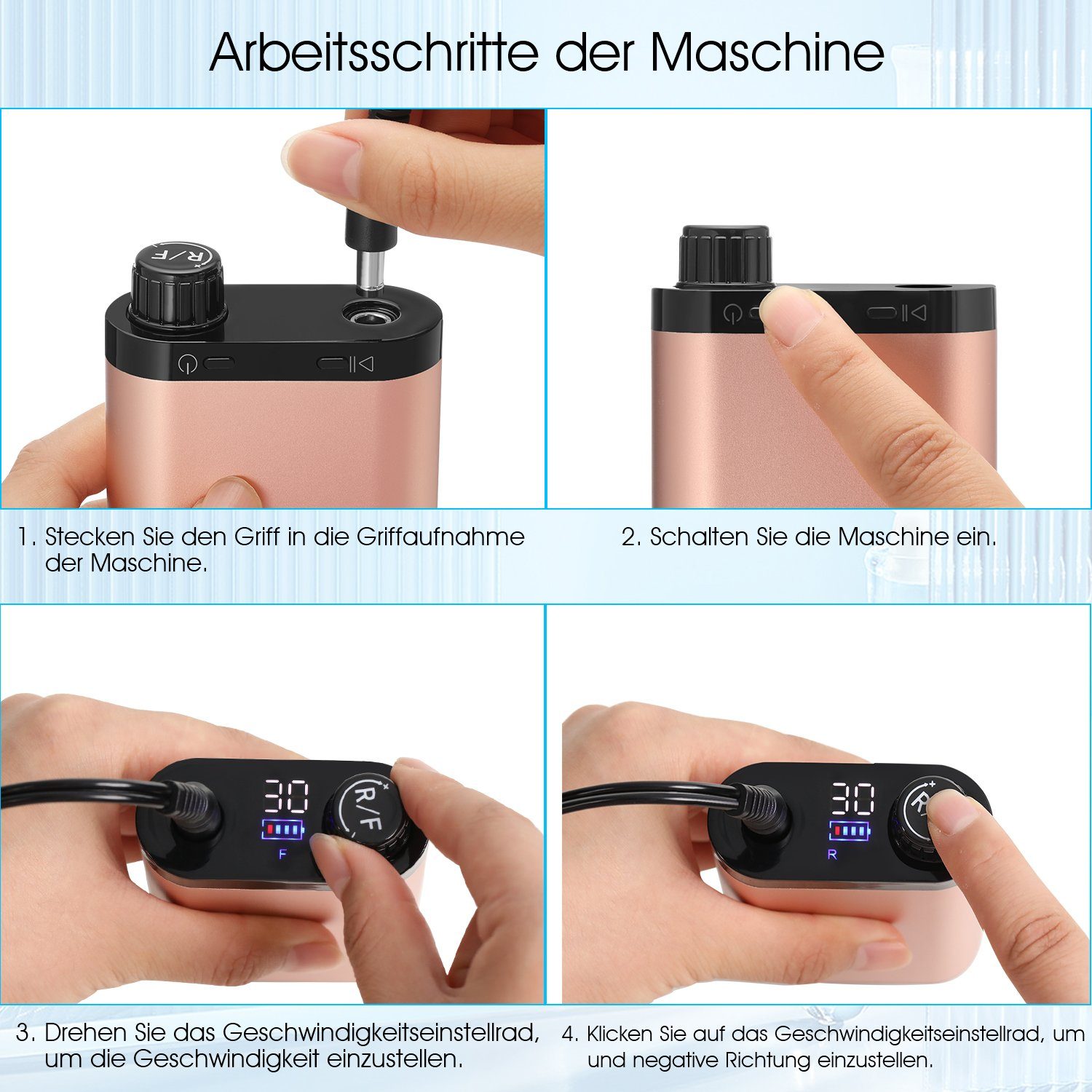 LETGOSPT Maniküre-Pediküre-Set Elektrischer Nagelfräser, 35000 U/Min Profi Nagelfeile, für Gelnägel, Pediküre Set Fußpflege für Gelnägel, Nagellack
