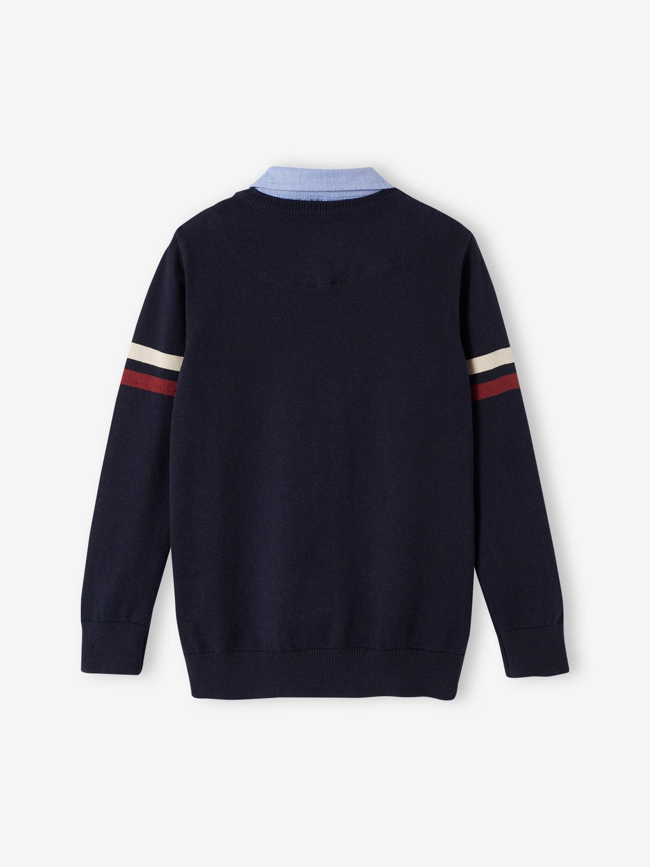 Vertbaudet Jungen Pullover mit Hemdkragen - tinte