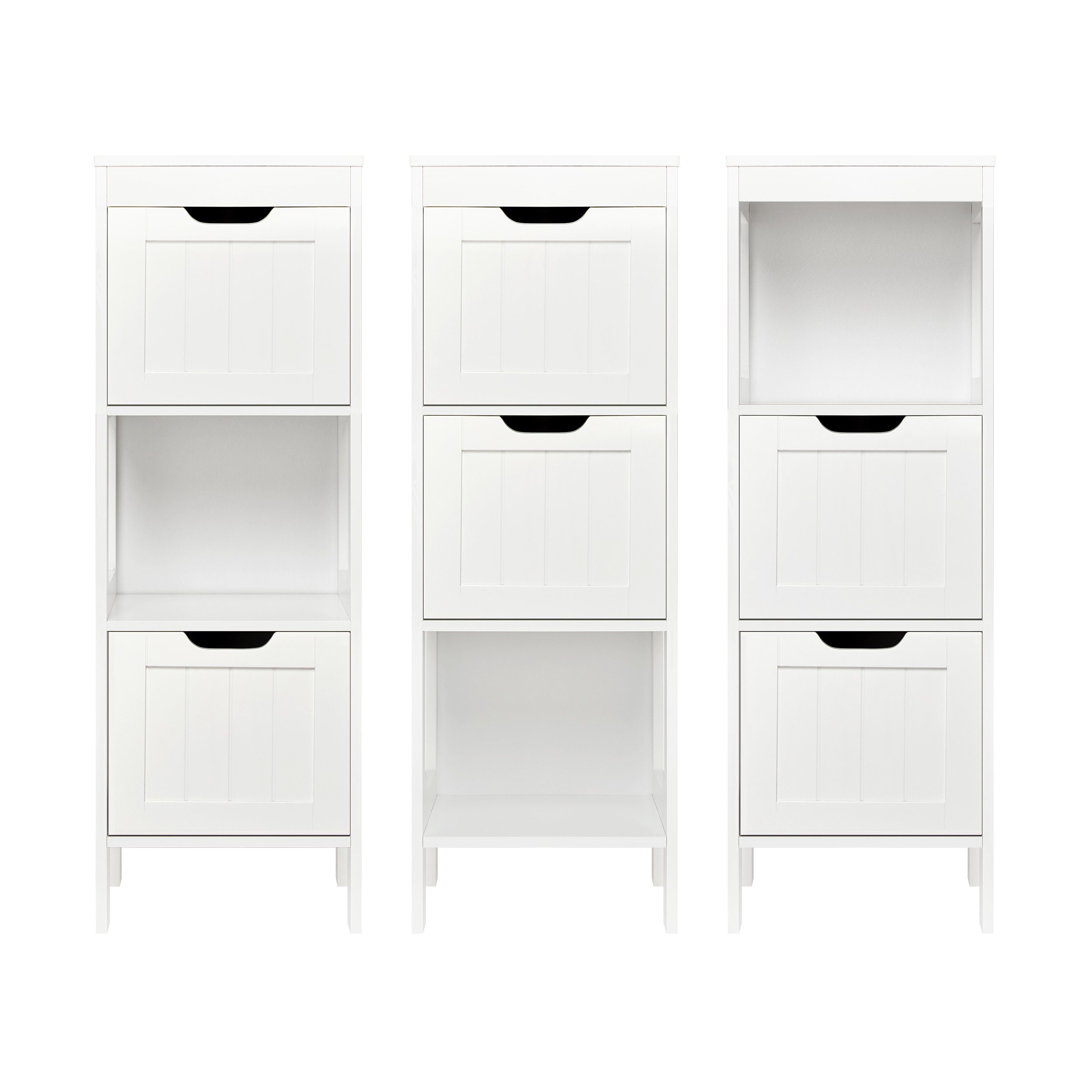 Mondeer Badkommode Badezimmerschrank, Aufbewahrungsschrank, 30x30x89cm, weiß