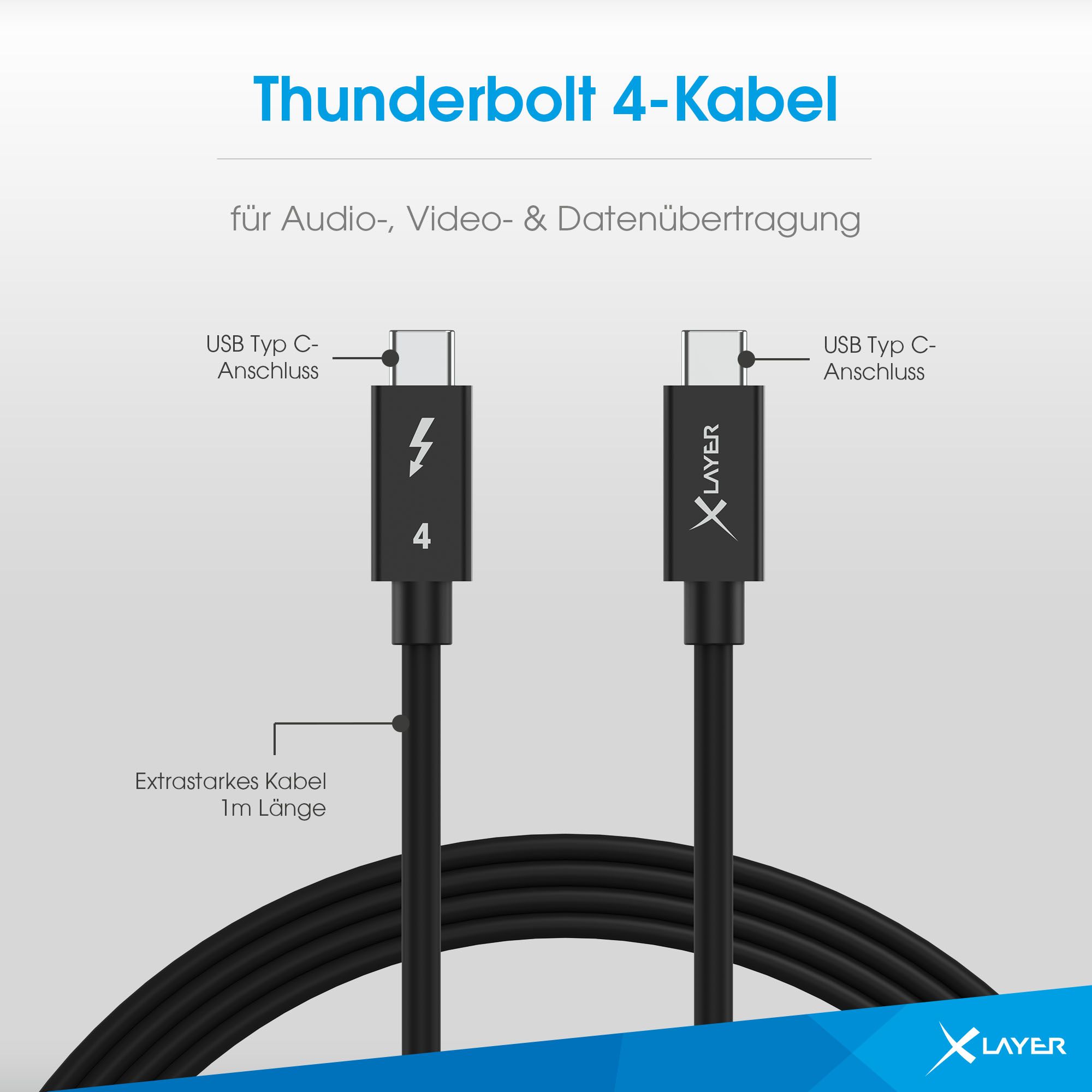 XLayer Thunderbolt 4 Typ-C 1 Meter Kabel