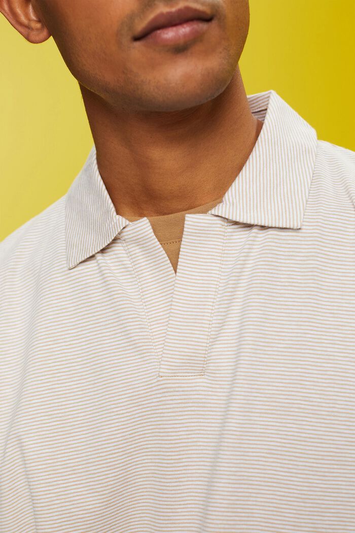 Gestreiftes Jersey Poloshirt, Baumwolle-Leinen-Mix