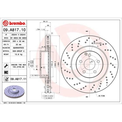 09.A817.11 BREMSSCHEIBE BREMBO VA  VP1 - ATU