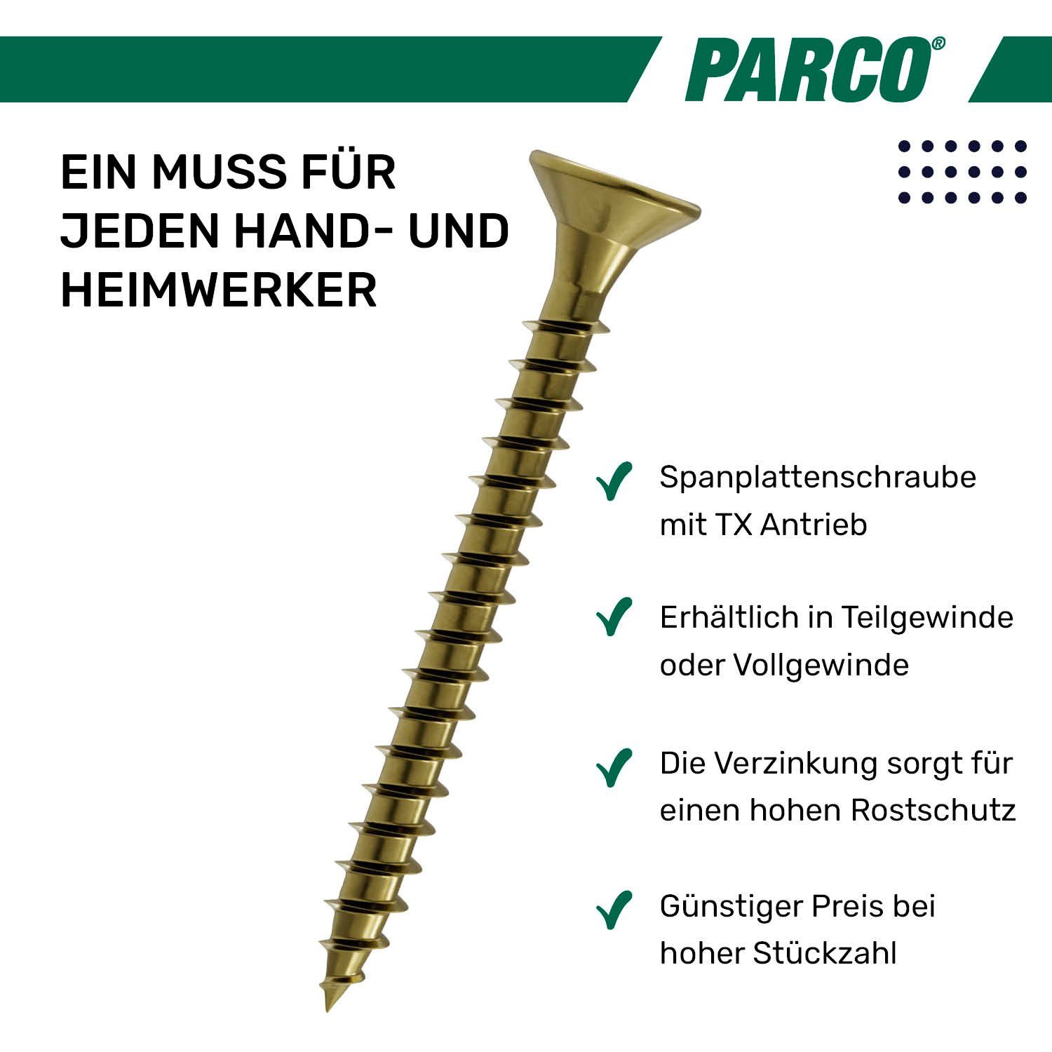 PARCO Spanplattenschraube gelb verzinkt TX