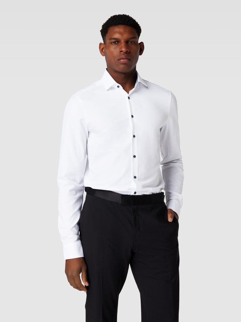 Body Fit Business-Hemd in unifarbenem Design Modell 'Nick' in weiß