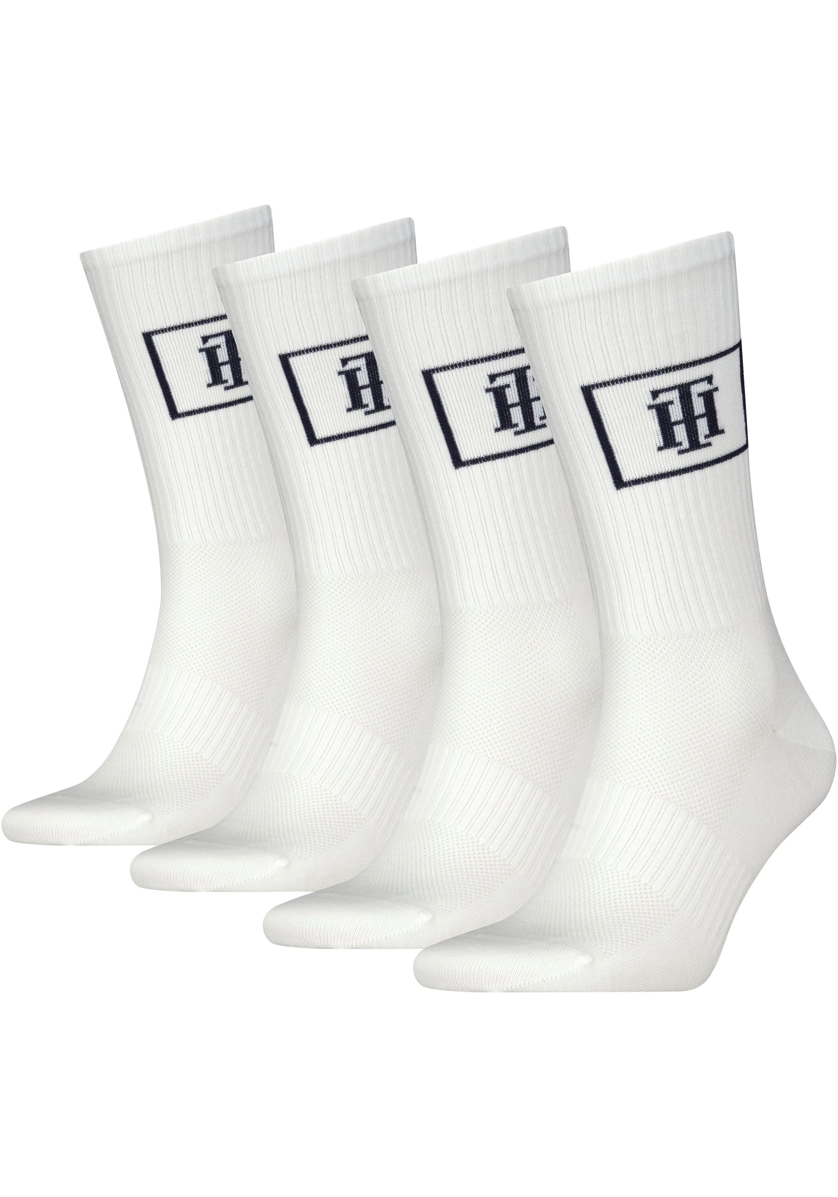 Tommy Hilfiger Sportsocken CREW SOCK MONOGRAM LOCKER ROOM (4-Paar) mit Mesh-Front für Atmungsaktivität