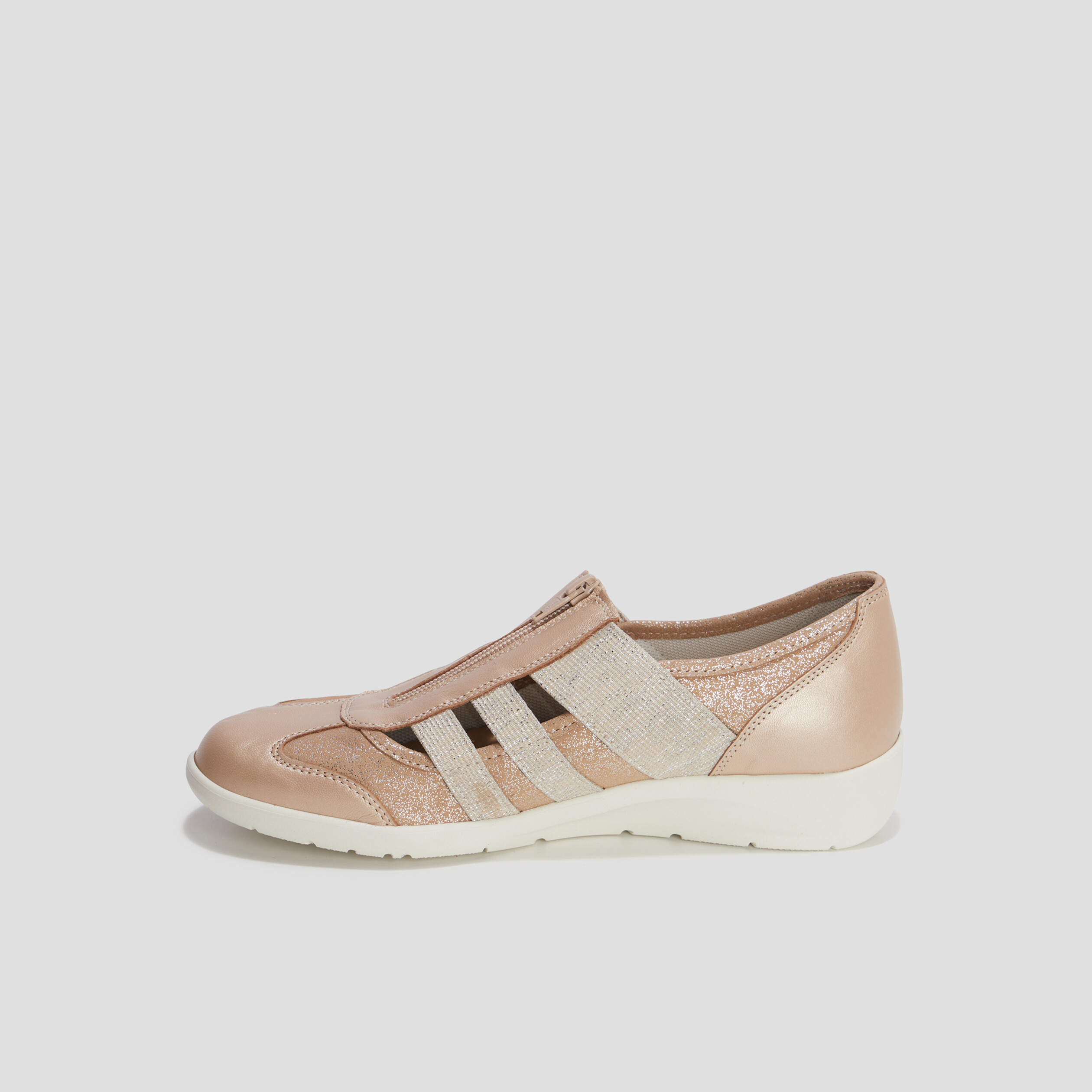 Derbies zippées pied large sable femme | La Halle