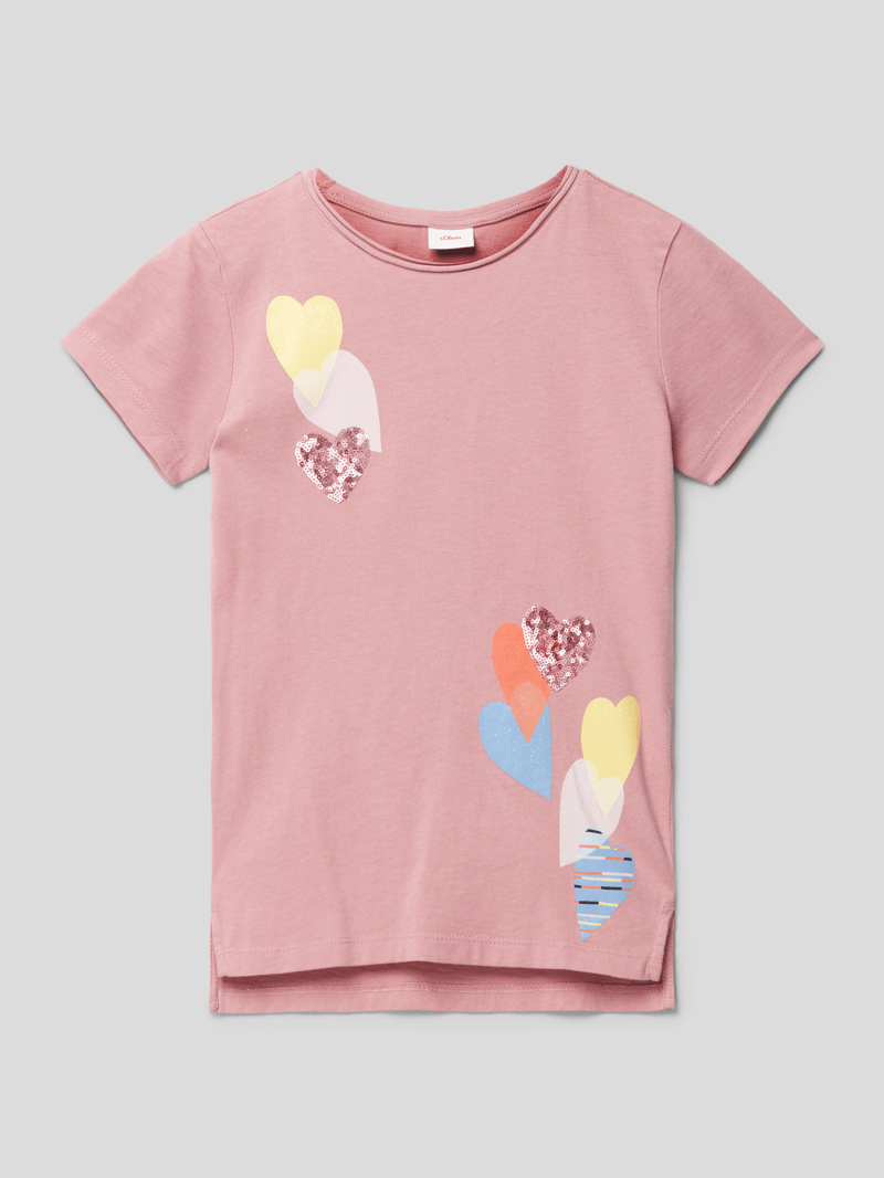 T-Shirt mit Motiv-Print in hellrosa